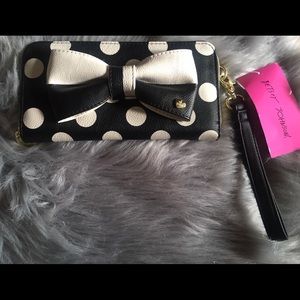 Betsey Johnson Polka Dot Bow Wristlet